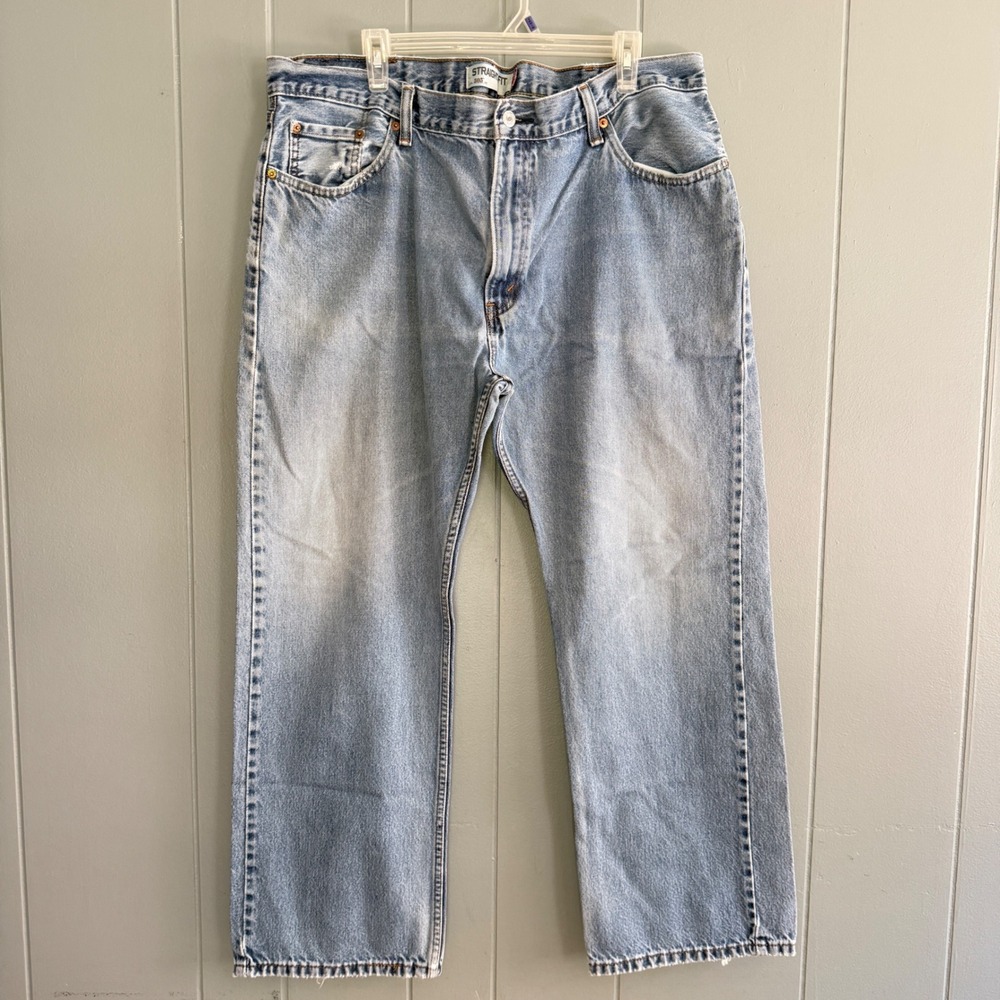 Levis 505 Straight Fit Jeans Mens 40x30 Light Wash FLAW Vintage Denim Y2K Baggy